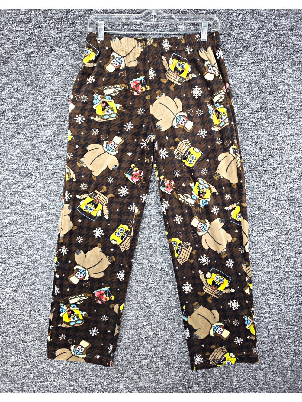 SpongeBob SquarePants Boys S Brown Fleece Polyester Pajama Pants Elastic Waist